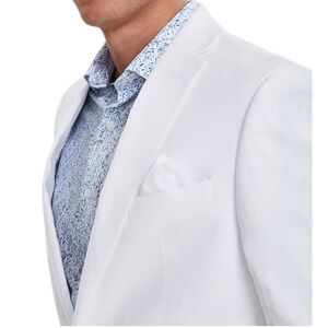 Bar III Men Suit Jacket Slim Fit 100% Linen Summer Wedding Blazer White 38R NEW
